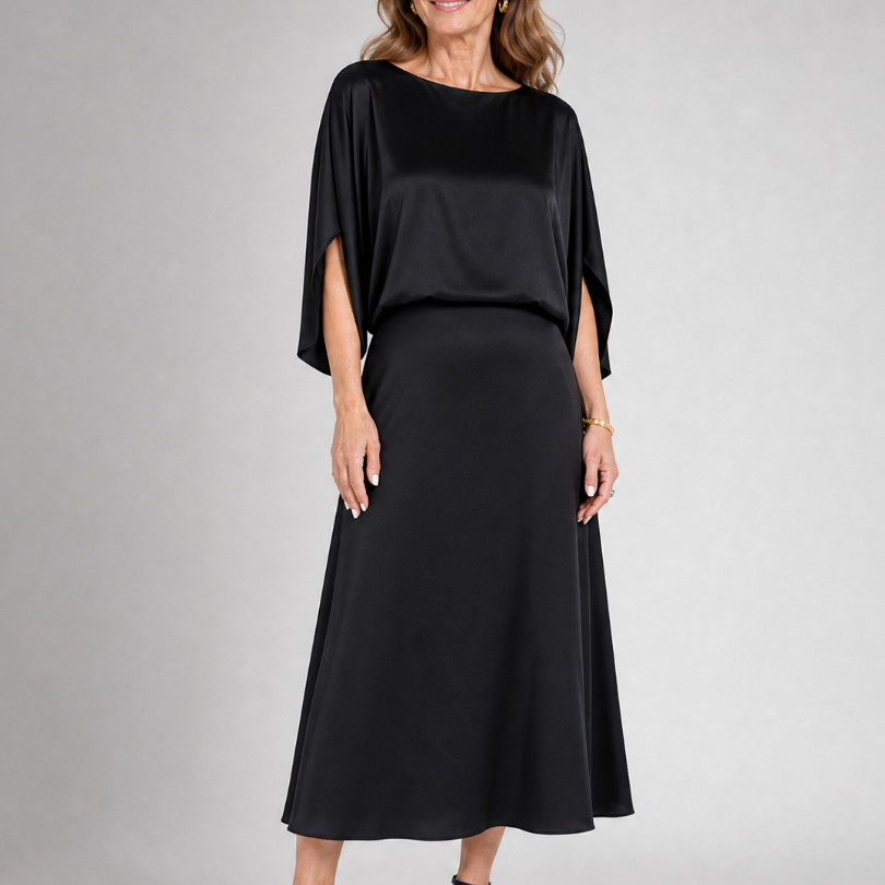 Dorine | Draped Overlay Midi Dress