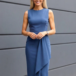 Esmenia | Asymmetric Drape Midi Dress