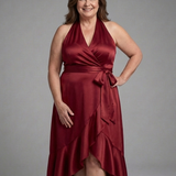 Sennasia | Halter Wrap Tie High Low Dress