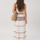 Miralia | Spaghetti Strap Embroidered Detail Midi Dress