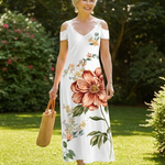 Brithea | Floral Off-Shoulder A-Line Midi Dress