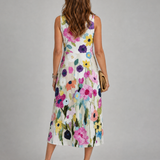 Juletta | Floral Print Sleeveless Round Neck Midi Dress