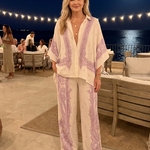 Norrose | Soft Print Oversized Shirt And Wide Leg Pants Set