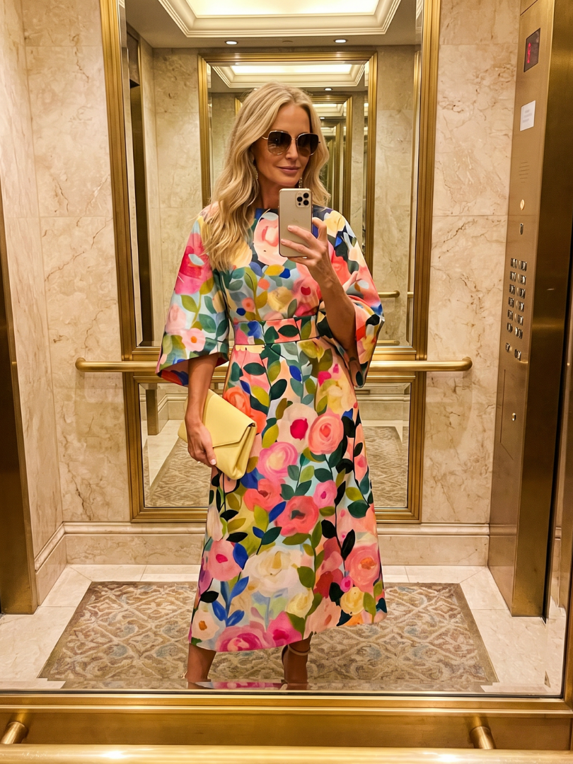 Callora | Wide Sleeve Floral Midi Dress