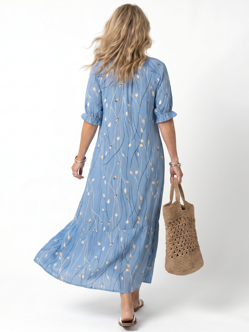 Coralyn | Floral Print Tassel Tie Midi Dress