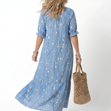 Coralyn | Floral Print Tassel Tie Midi Dress