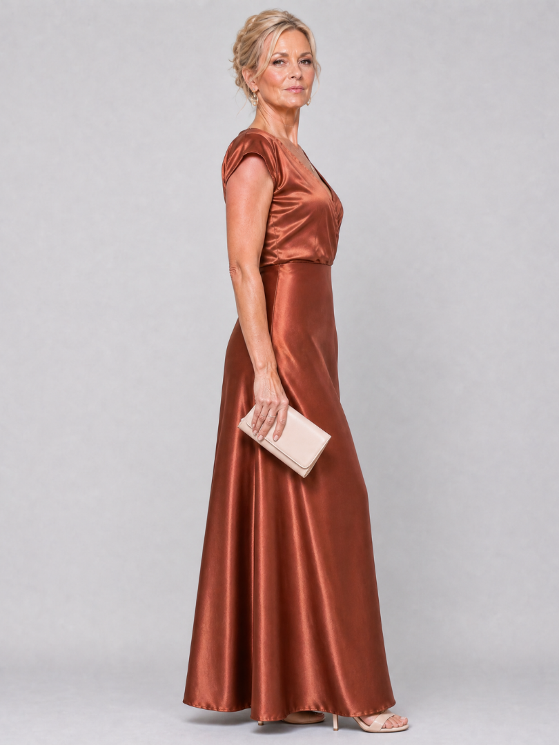 Dellora | Cap Sleeve Wrap Bodice Maxi Dress