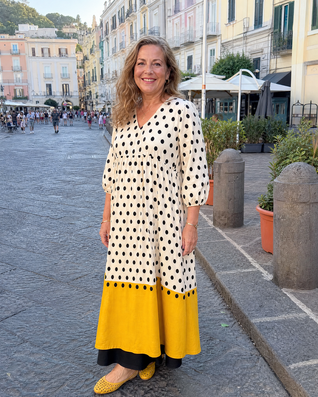 Cellora | Polka Dot Color Block Everyday Midi Dress