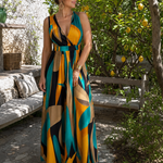 Larwyn | Sleeveless Abstract Print Maxi Dress