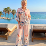 Lilabelle | Scenic Print Button Front Shirt And Wide Leg Pants Set