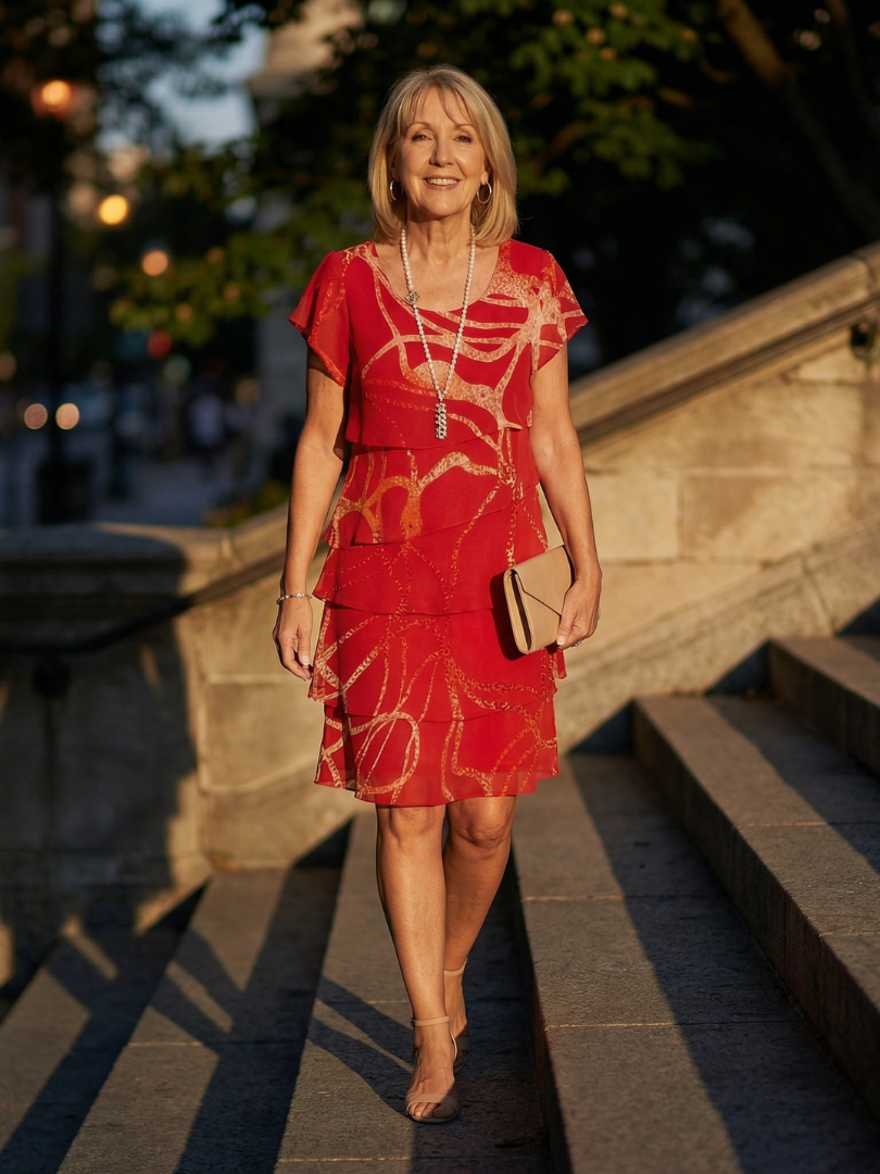 Casine | Soft Abstract Knee Length Dress