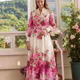 Hilassa | Long Sleeve Floral Belted Maxi Dress