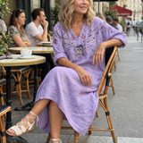 Maebeth | Floral Embroidered Oversized Pocket Midi Dress