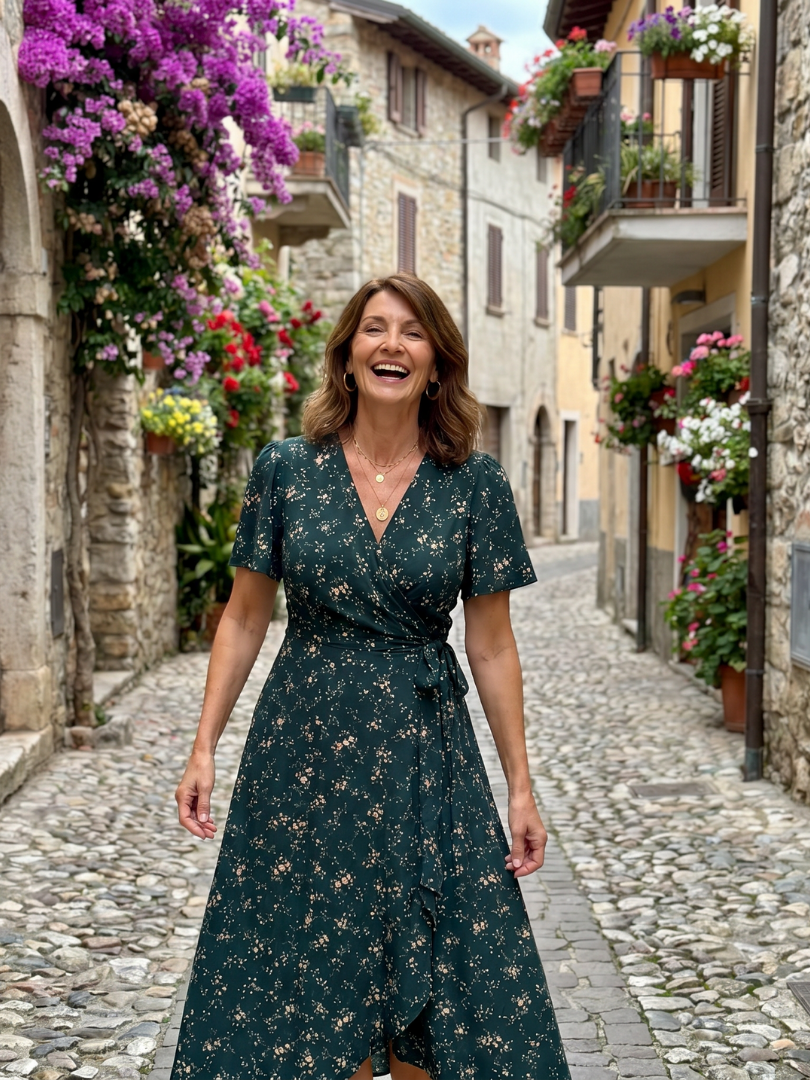 Dahrina | Floral Wrap Tie Midi Dress