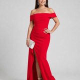 Kalrin | Off Shoulder High Side Slit Maxi Dress