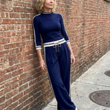 Saffmarie | Fitted Long Sleeve Top Wide Leg Pants Set