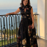 Magdaney | Floral Keyhole Midi Dress