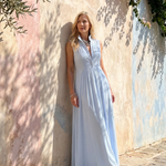 Gretarina | Sleeveless Collared Flowing Maxi Dress