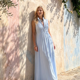 Gretarina | Sleeveless Collared Flowing Maxi Dress