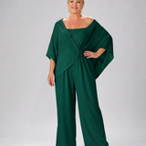 Nevsia | Draped Off Shoulder Top And Wide Leg Pants Set
