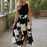Sabetta | Sleeveless Floral Print High Low Hem Midi Dress