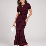 Callavia | Short Sleeve Crew Neck Midi Dress