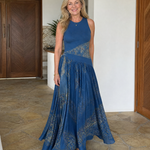 Tovassa | Sleeveless Printed Bodice And Flowing Maxi Skirt Set