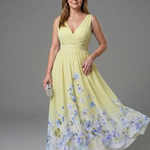 Laemarie | Sleeveless V Neck Soft Floral Hem Midi Dress
