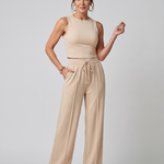 Dorney | Sleeveless Smooth Wide Leg Pants Set