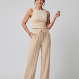 Dorney | Sleeveless Smooth Wide Leg Pants Set