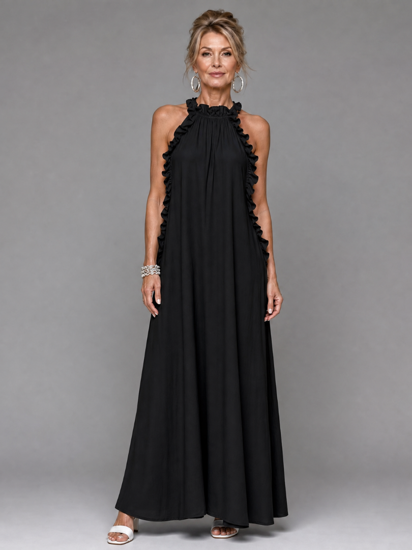Giania | Sleeveless Ruffle Neck Maxi Dress