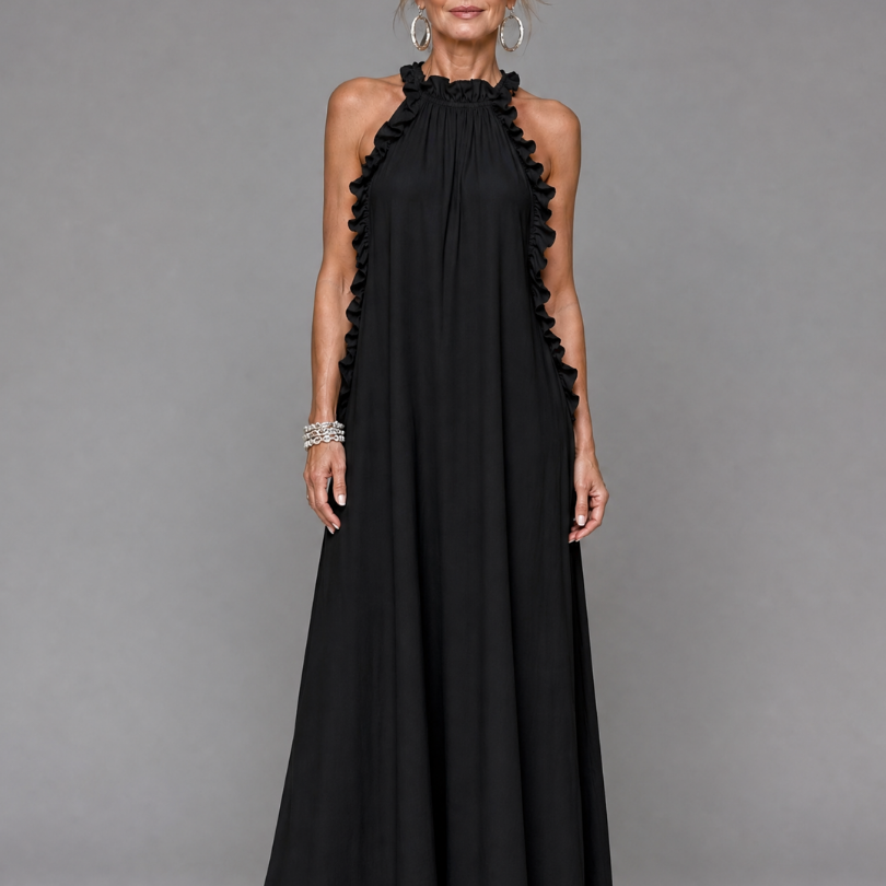 Giania | Sleeveless Ruffle Neck Maxi Dress