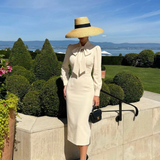 Rosdra | Long Sleeve Bow Neck Fitted Midi Dress