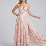 Maessa | Halter Neck Floral Beaded Strap Maxi Dress