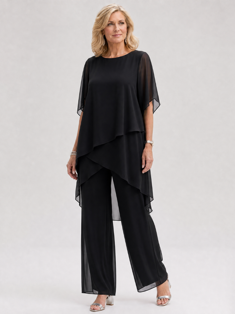 Surisette | Layered Chiffon Two Piece Pant Set