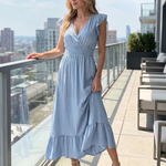Fleurlia | Ruffle Sleeve Smocked Waist Midi Dress