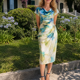 Corawynne | Draped Floral Print Midi Dress
