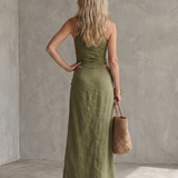 Hilala | Keyhole Neck Fitted Waist Midi Dress