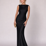 Talette | Sleeveless Boat Neck Fitted Maxi Dress