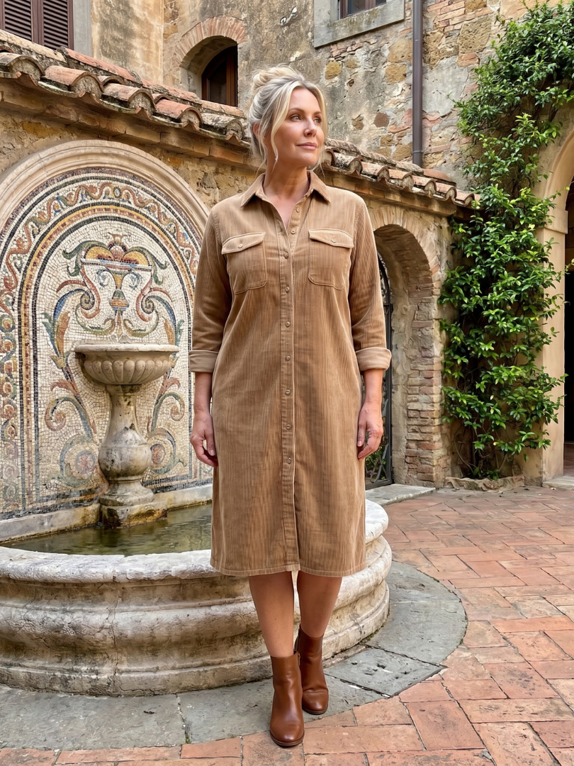 Kalney | Long Sleeve Patch Pockets Midi Dress