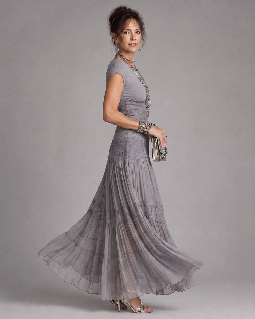 Pena | Draped Crop Top And Pleated Maxi Skirt Set