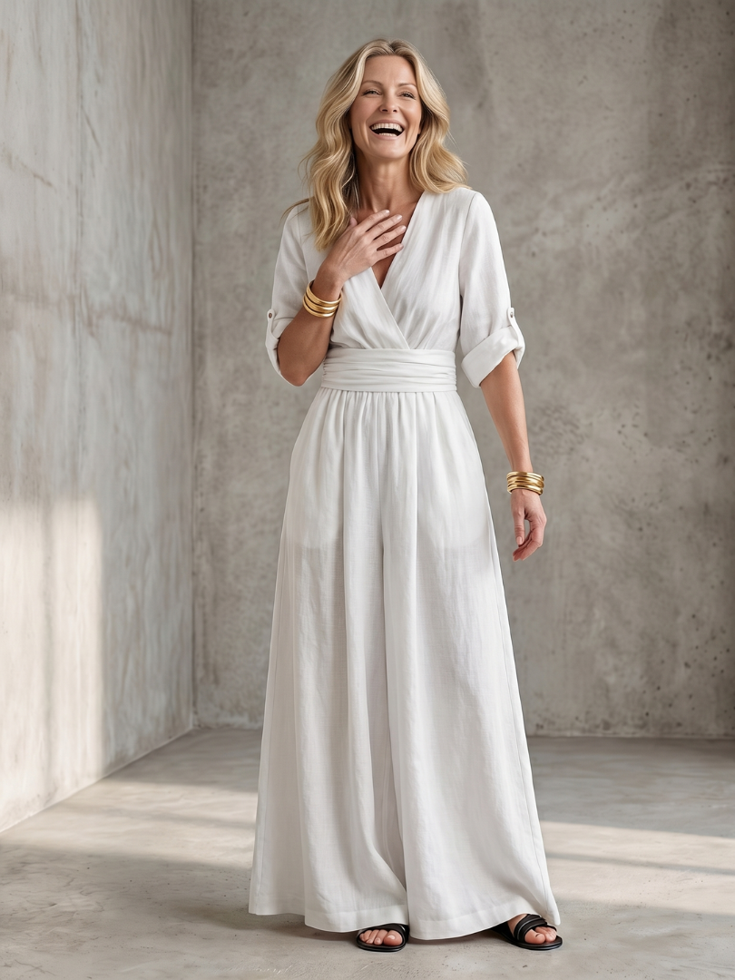 Wrennamae | Cross Front Wide Leg Jumpsuit