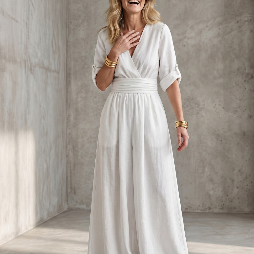 Wrennamae | Cross Front Wide Leg Jumpsuit