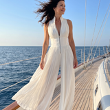 Tamsinrina | Pleated Halter Neck Wide Leg Jumpsuit