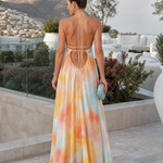 Dahbeth | Watercolor Halter Flowing Maxi Dress