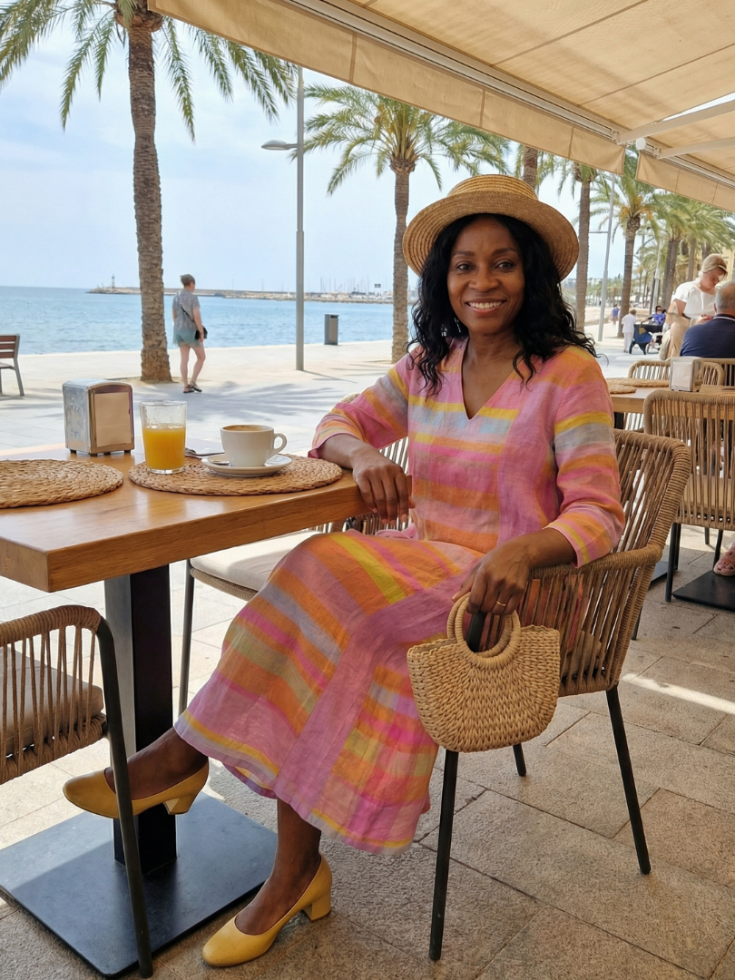 Perwynne | Easy Drape Stripe Midi Dress