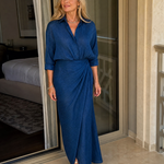 Orlavia | Long Sleeve Wrap Front Maxi Dress