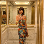 Isabelle | Fitted Multicolor Scale Pattern Maxi Dress