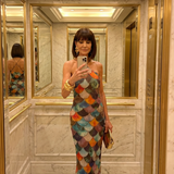 Isabelle | Fitted Multicolor Scale Pattern Maxi Dress