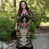 Beletta | Vivid Vintage Pattern Pocket Detail Midi Dress